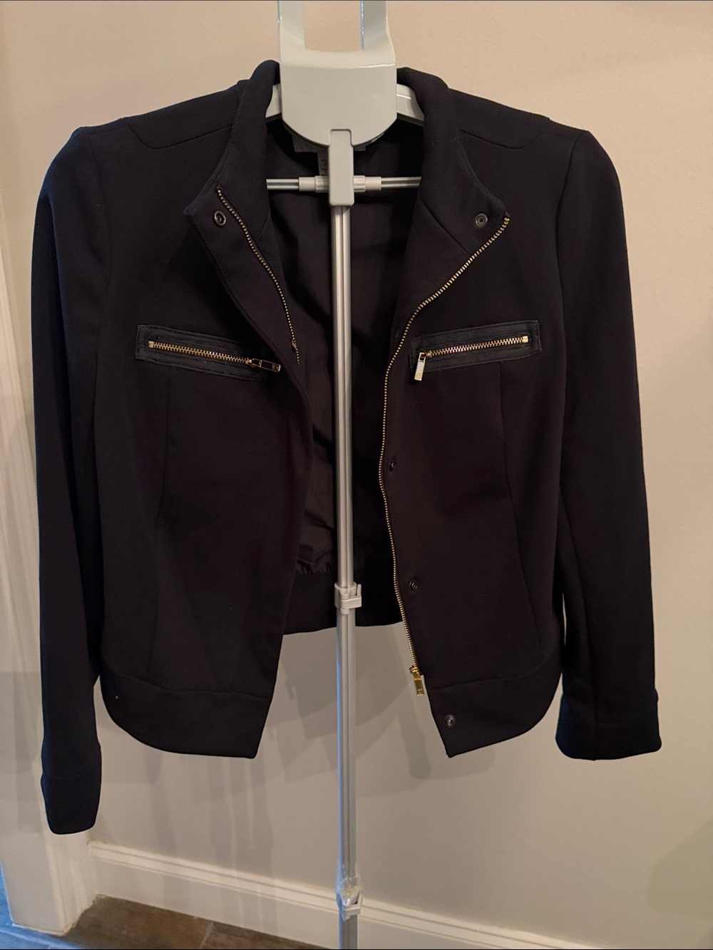 Liz Claiborne Black Cropped Zip-Front Blazer